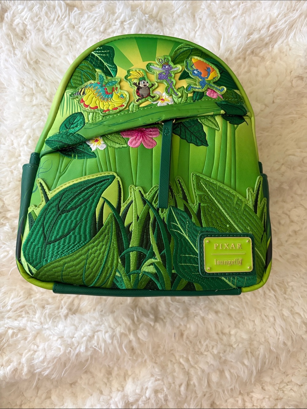 Loungefly Green A Bug's Life Leaf Applique Mini Backpack